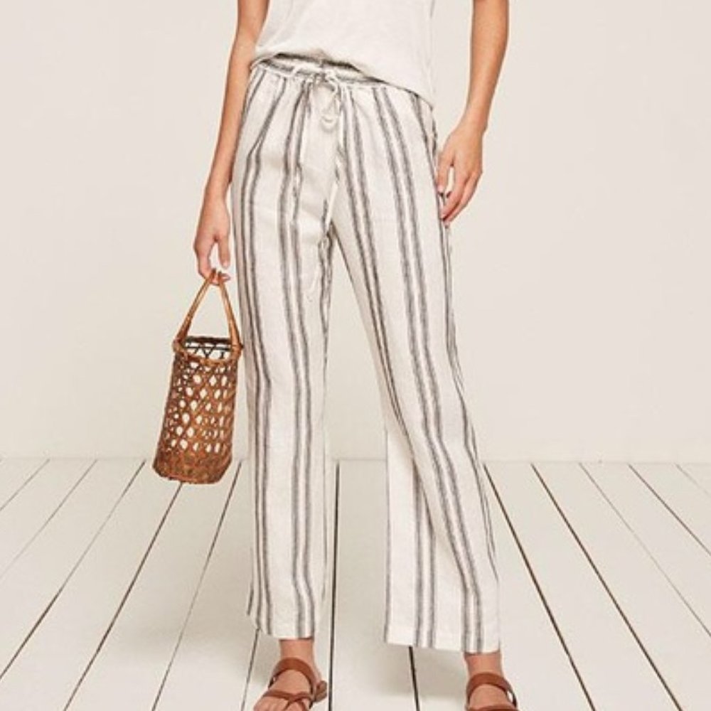 Reformation Striped Linen Pants
